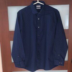 Michael Kors Navy Patterned Dress Shirt Neck Size 17-17.5 32/33 XL